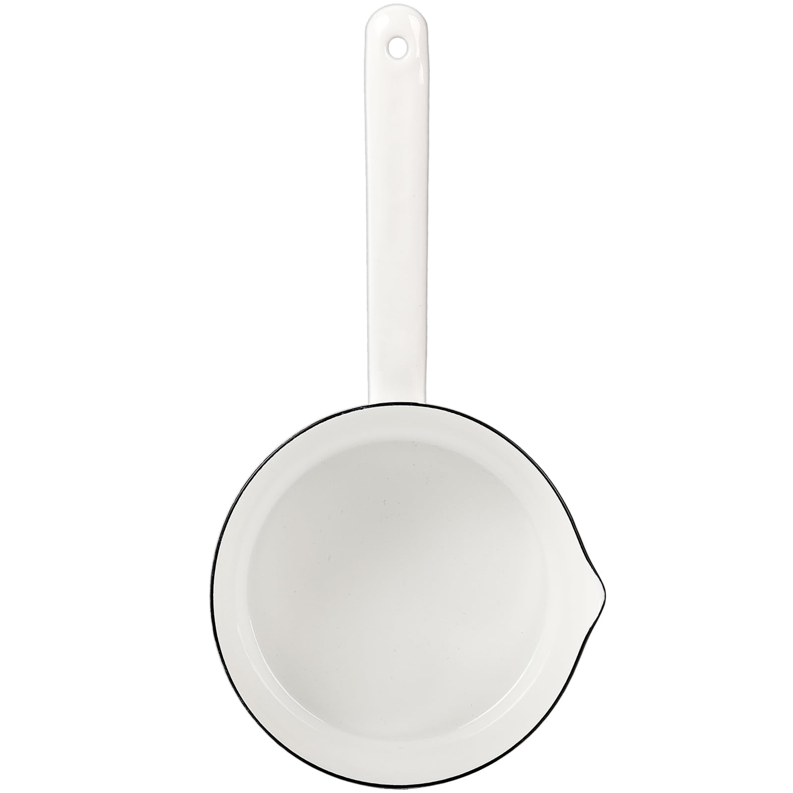 Peohud Enamel Milk Pan, 37 Oz Milk Boiling Pot Stovetop Safe, Mini Butter Warmer Pan with Pour Spout, Nonstick Enamel Saucepan, Milk Melting Boiling Pot for Stove Top, White