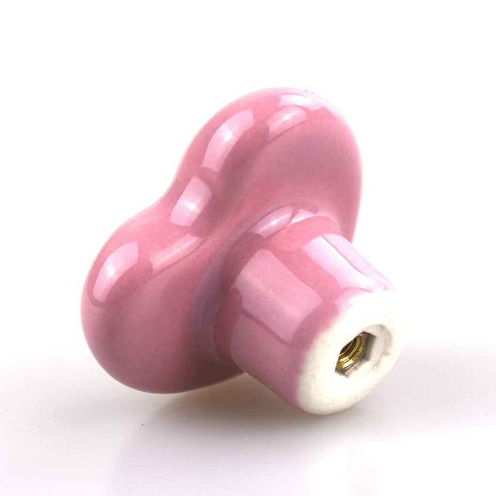 10PCS Heart-Shaped Drawer Pulls Ceramic Knobs for Cabinet, Kids Room Drawer, Dresser Drawer, with Screw, Pink