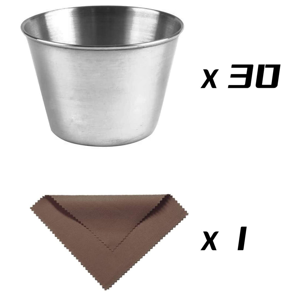 Artcome 30 Pack Stainless Steel Condiment Sauce Cups Great for Dipping and Portion Cups, 2.5 oz