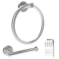 AUHSSAN Toilet Paper Holder and Towel Ring, 2Pcs Bathroom Accessories Hardware Set Wall Mounted Hand Towel Holder Thicken SUS 304 Stainless Steel Brushed Nickel