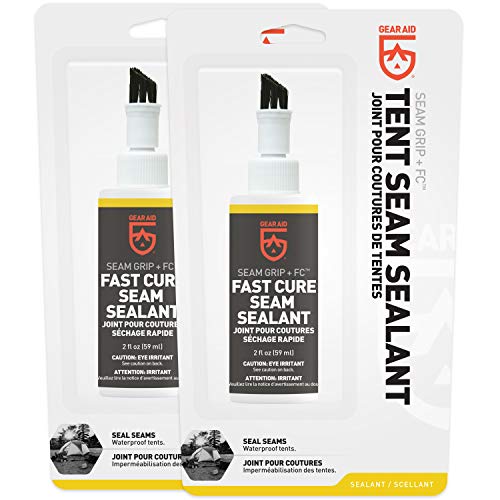 GEAR AID Seam Grip FC Fast Cure Sealant for Sealing Seams on Tents, Rainflies, Shelters, Awnings, Tarps and Pop-ups Made of Nylon, Vinyl, Clear, 2 fl oz, 2 Pack