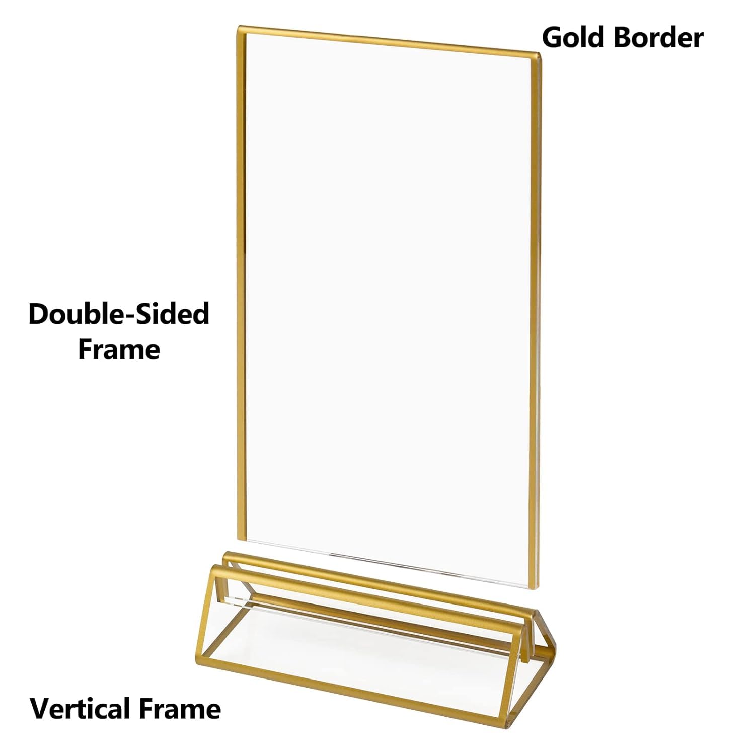 Boxalls Acrylic Sign Holders 4x6 in / 10 x 15 cm Gold 6 Pack, Picture Frame Table Number Wedding Holder, Vertical Photo Stand Double Sided, Menu Recipe Restaurant Reserved Display Centerpieces Bulk Frames