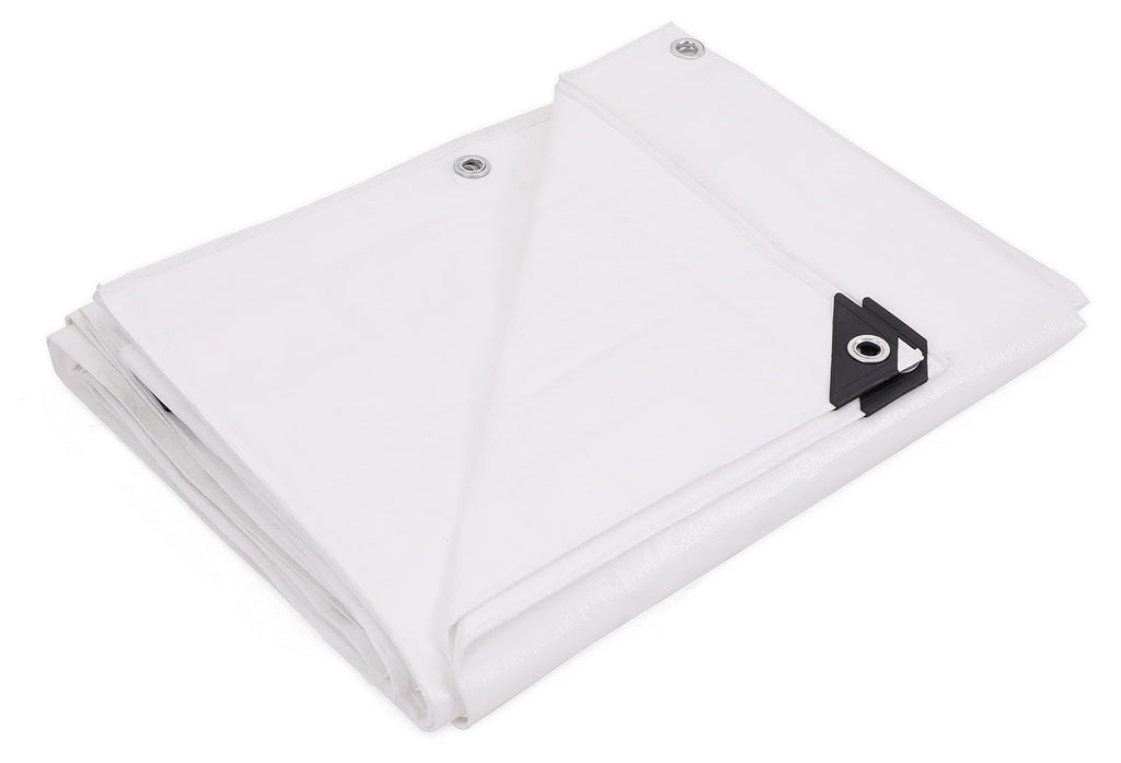 Kotap 8-ft x 20-ft Heavy-Duty 12 by 12 Cross Weave 8-mil White Poly Tarp, Item: TRW-0820