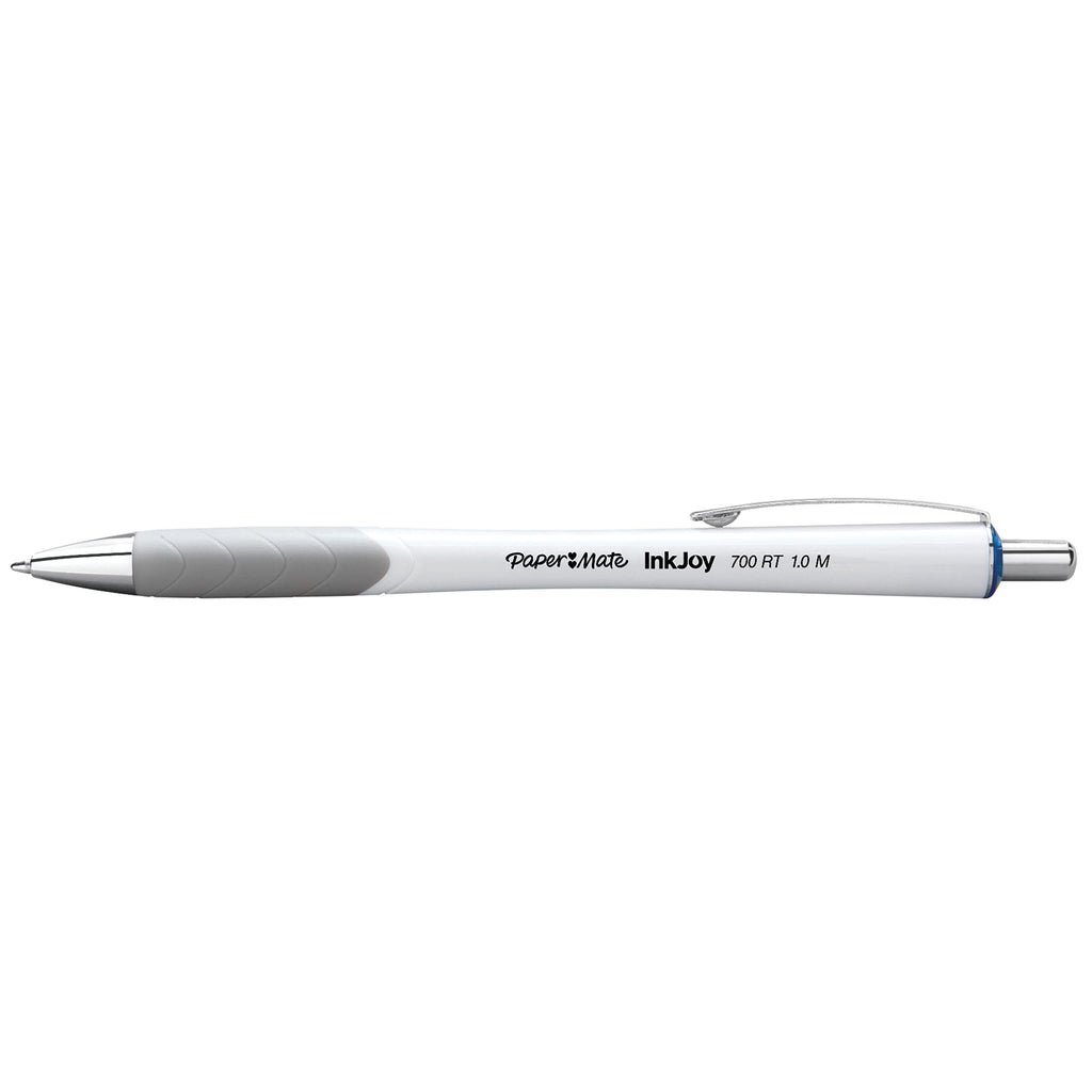 Paper Mate InkJoy 700RT Retractable Ballpoint Pens, Medium Point, White Barrel, Blue Ink, Box of 12 (1951346)