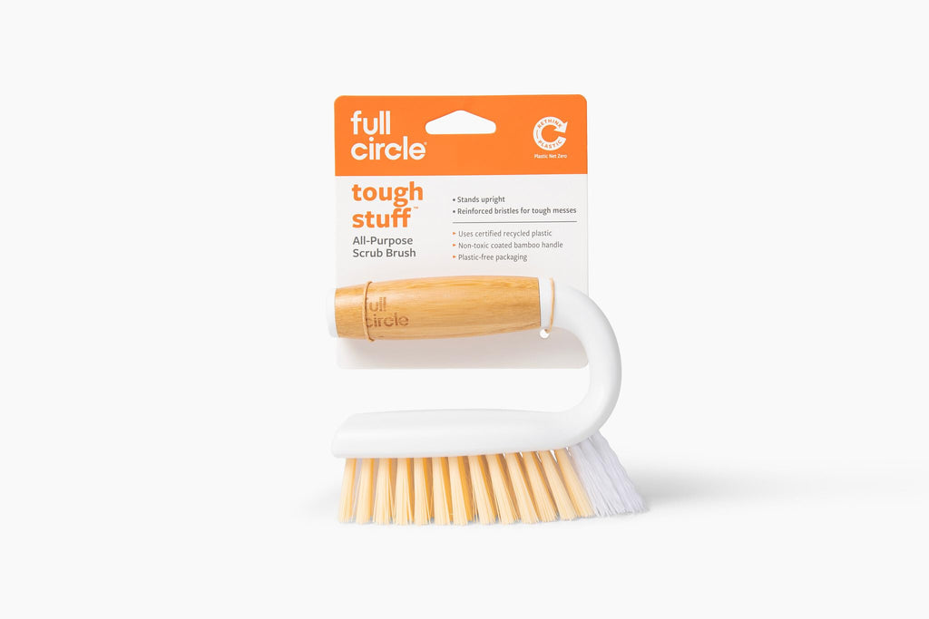 Full Circle Tough Stuff All-Purpose Scrub Brush, White 4.45" x 5.12" x 3.82"