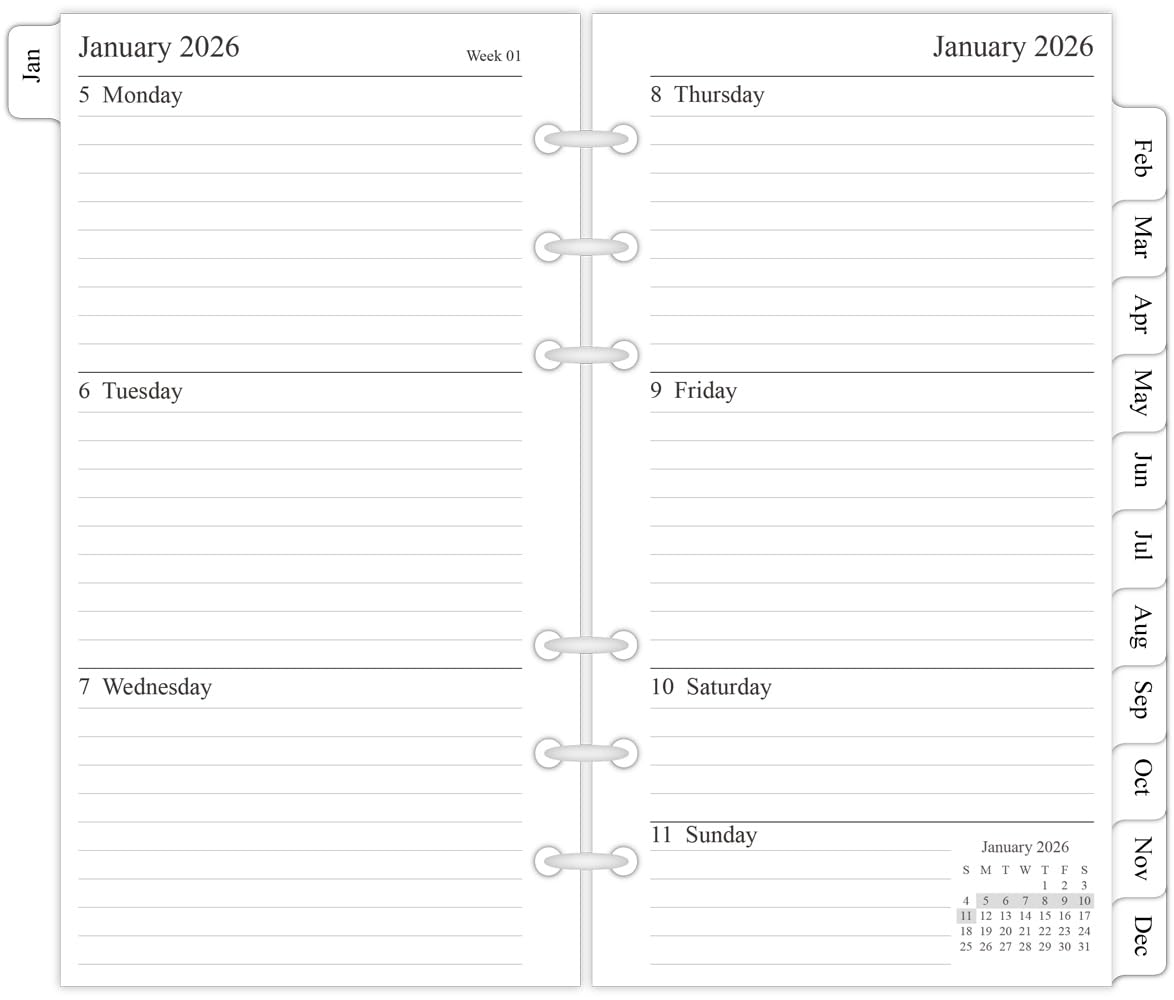 newestor 2026 Weekly & Monthly Planner Refill, 3-3/4" x 6-3/4", January 2026 - Dec 2026, Personal/Compact/Size 3