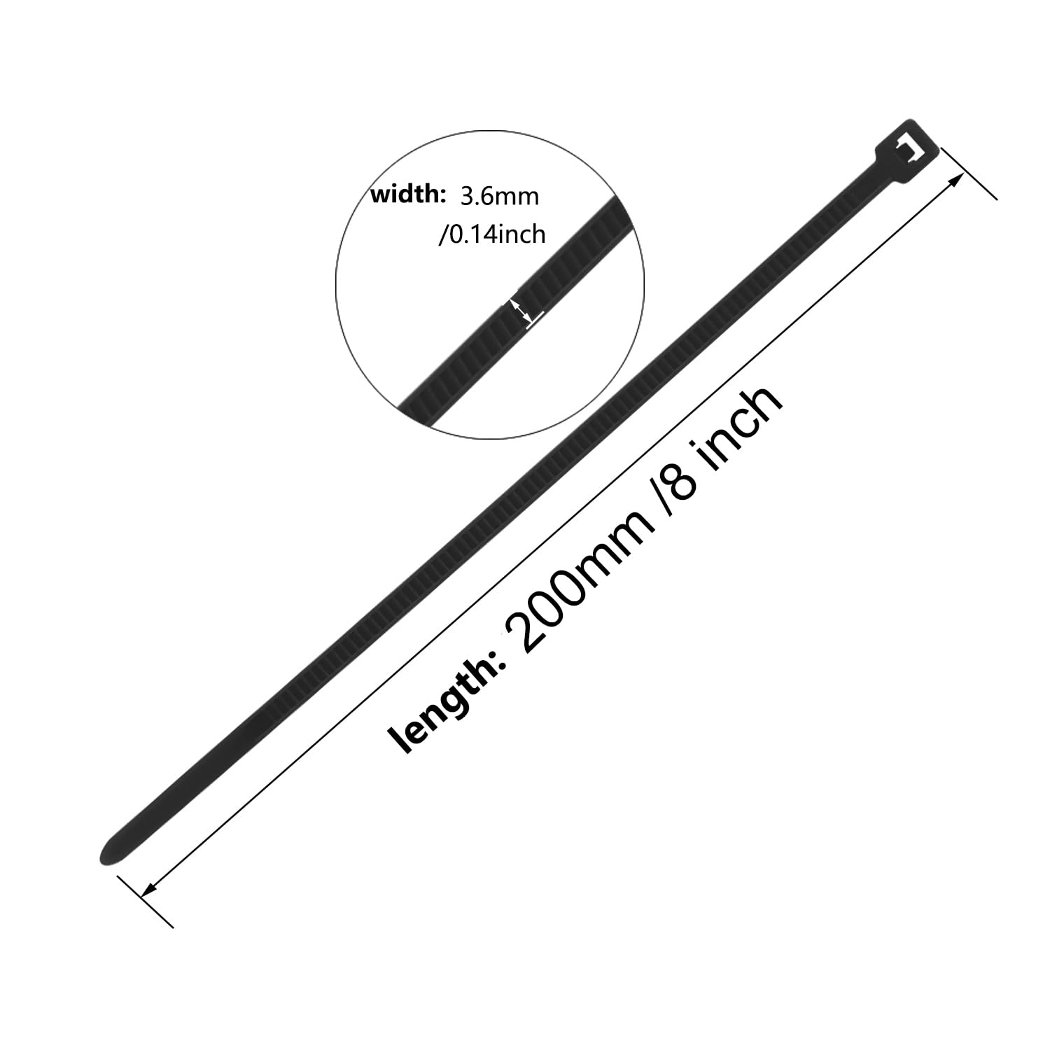 Armpow 8 Inch Black Zip Tie 1000 PCS, 40 Lbs - Small to Medium Zip Tie, Nylon PA66 UV Resistant Cable Tie Heavy Duty for Indoor and Outdoor Use - Ideal for bundling and securing objects