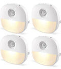 Lyridz Motion Sensor Night Light Plug in, [4 Pack] 2-in-1 Auto Modes (Motion Activated + Dusk to Dawn), 1-50LM Dimmable Veilleuse, 2700K Warm White for Stairs, Hallway, Bathroom - Ultra Slim
