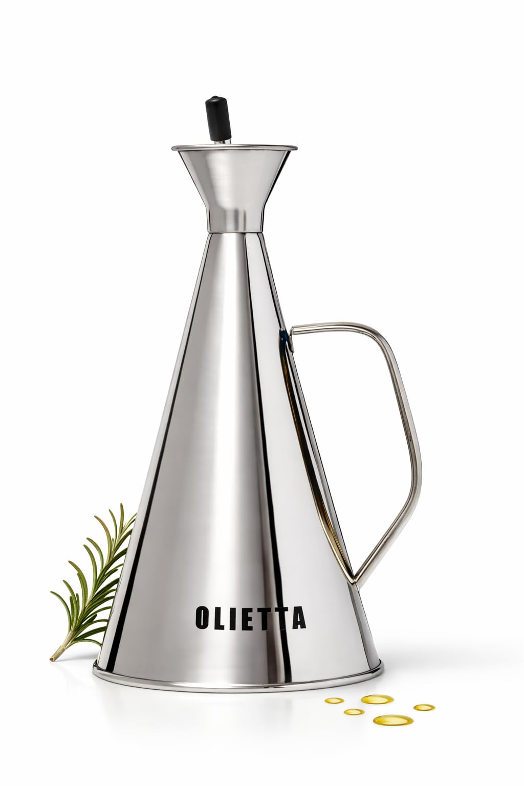 Olietta Oil Dispenser Stainless Steel Non Drip Leak Proof No Mess Olive Oil & Vinegar Pourer & Kitchen Drizzler Bottle 500ML 0.5 Litre Great for Pouring & Drizzling Easy to Clean & Leakproof