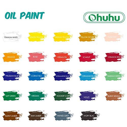 Oil Paint Set, Ohuhu 24 Color Oil-Based Artists Paints Tubes Oil Painting Set, 12ml x 24 Tubes, For School Class, Beginner, Students, Art Gift Choice for DIY Art Gift