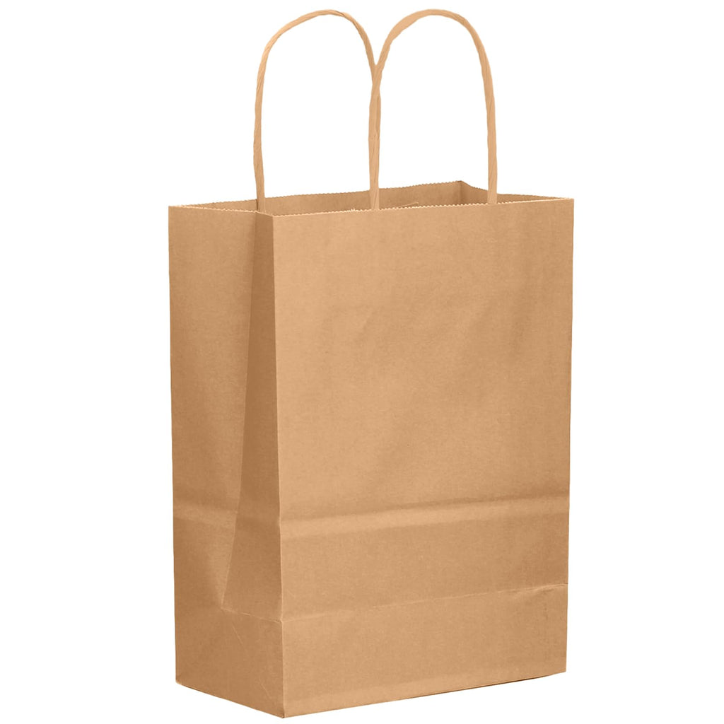 qiqee 50-Packs Brown Paper Gift Bags with Handles Bulk 11"x5"x8" Medium Size Paper Bags Multiple Uses(27x20x12cm,Medium Size)