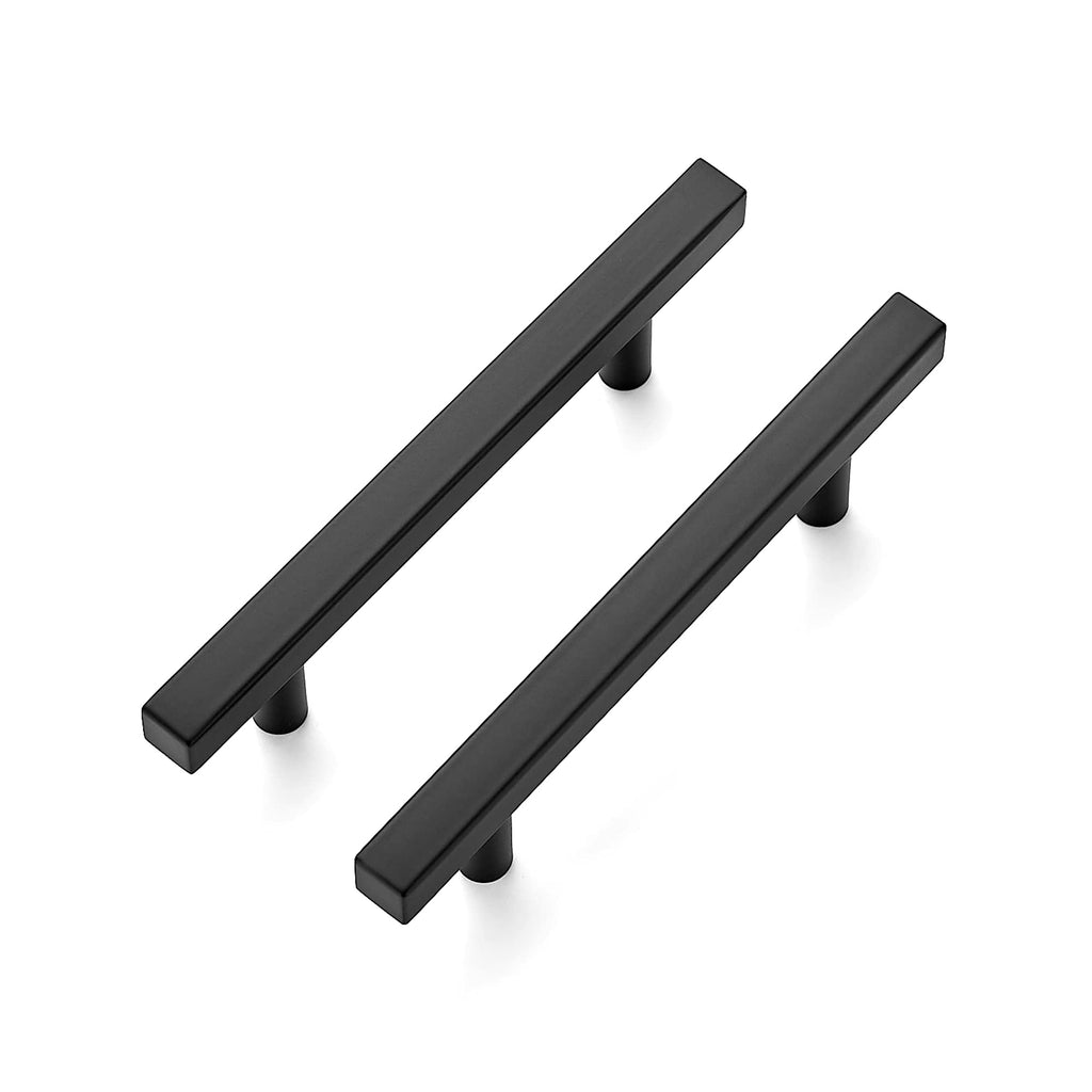 Ravinte 5 Pack 6'' Square Cabinet Pulls Matte Black Stainless Steel Kitchen Drawer Pulls Cabinet Handles 6”Length, 3-3/4” Hole Center
