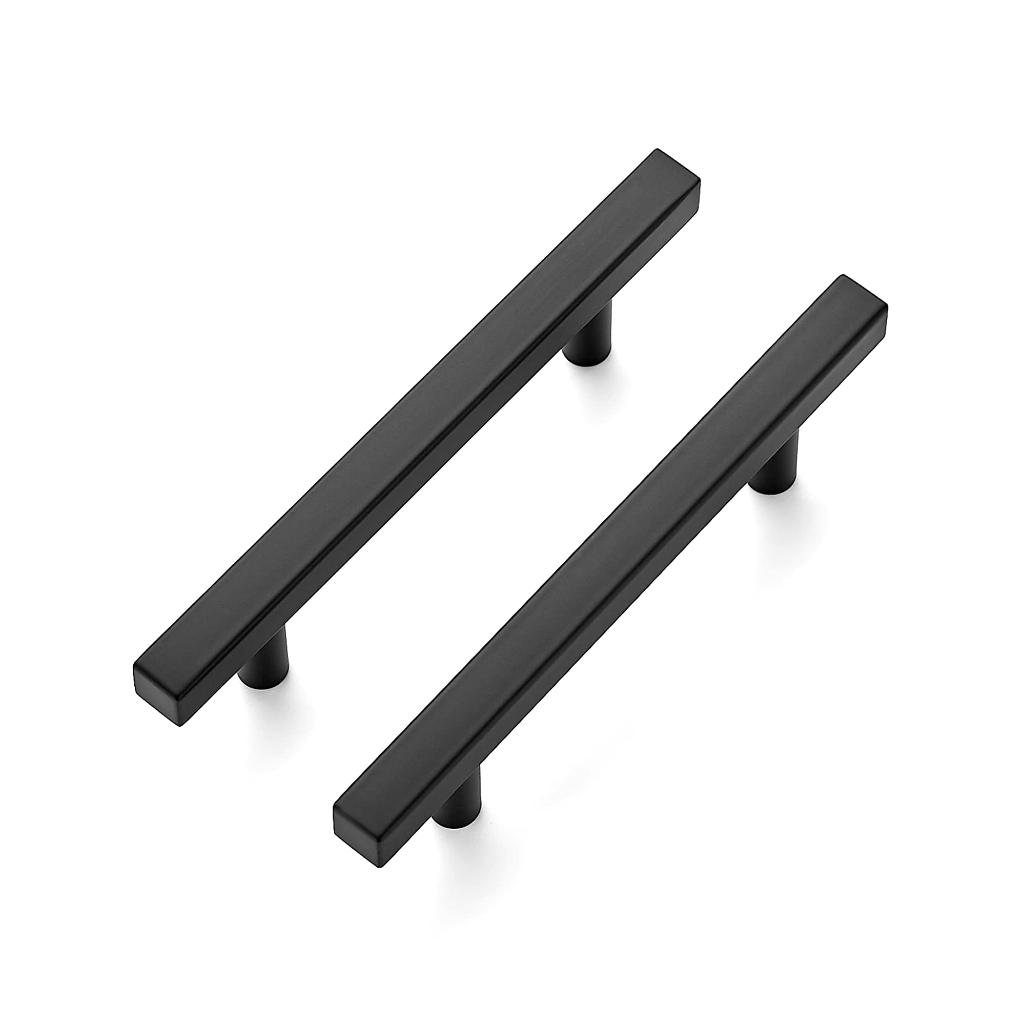Ravinte 5 Pack 6'' Square Cabinet Pulls Matte Black Stainless Steel Kitchen Drawer Pulls Cabinet Handles 6”Length, 3-3/4” Hole Center
