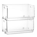Nicunom 2 Pack Stackable Plastic Storage Bins Open Front, Clear Pantry Organizer Bin Household Food Storage Bin for Kitchen Countertops Cabinet Shelf Fridge