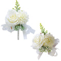 WANLIAN Wrist Corsage,Boutonniere For Men For Prom Wedding Ceremony Anniversary (White)