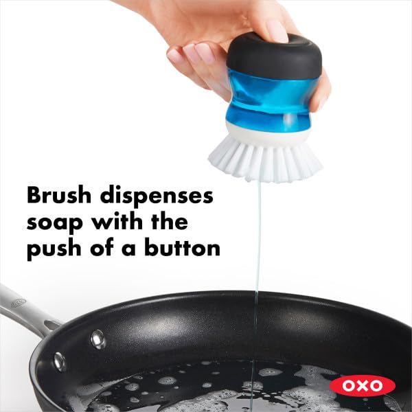 Oxo 1312280BK Palm Soap Dispensing Brush and Storage Set, 5.75-Inch