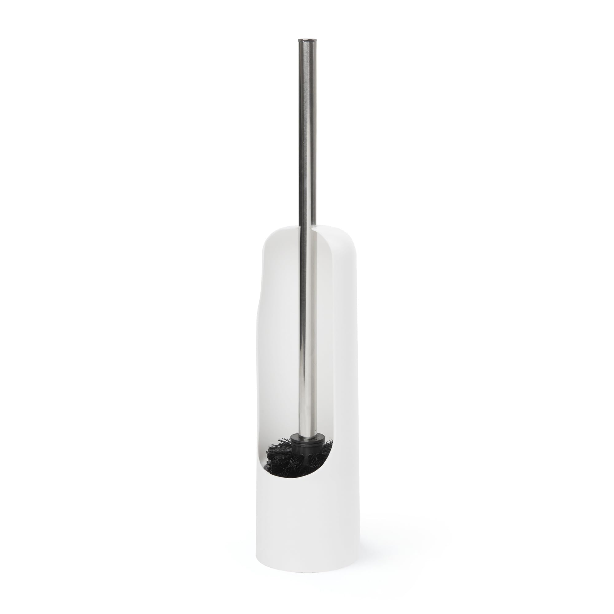 Umbra Touch Toilet Brush with Holder/Stand – Durable, Slim Cleaning Tool with Dense Bristles – Removes Stubborn Stains, White