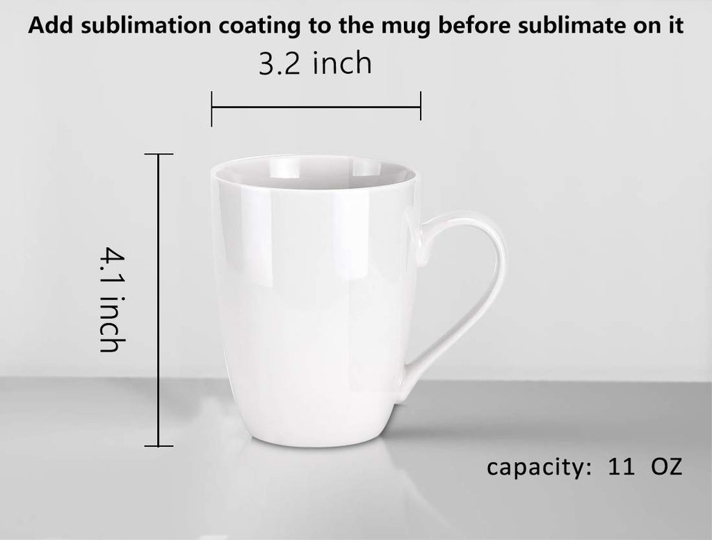 MIWARE 11 Ounce Porcelain Mugs, Set of 6, Tea and Coffee Mug Set, Ivory White
