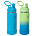 Thermoflask 16 oz Kids Bottle with Straw Lid - Durable & Dishwasher-Safe - Leakproof Design - Reusable for Everyday Use - Retro Blue/Lemonade Stand (2 Pack)
