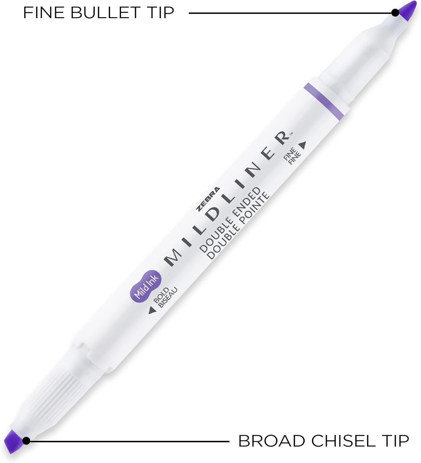Zebra Pen MILDLINER Dual-Tip Highlighter Marker Set, Broad and Fine Point Tips, No Bleed, Ideal for Bible Highlighting, Journaling, School and Office Supplies, Assorted Ink Colours, 15-Pack (78115)