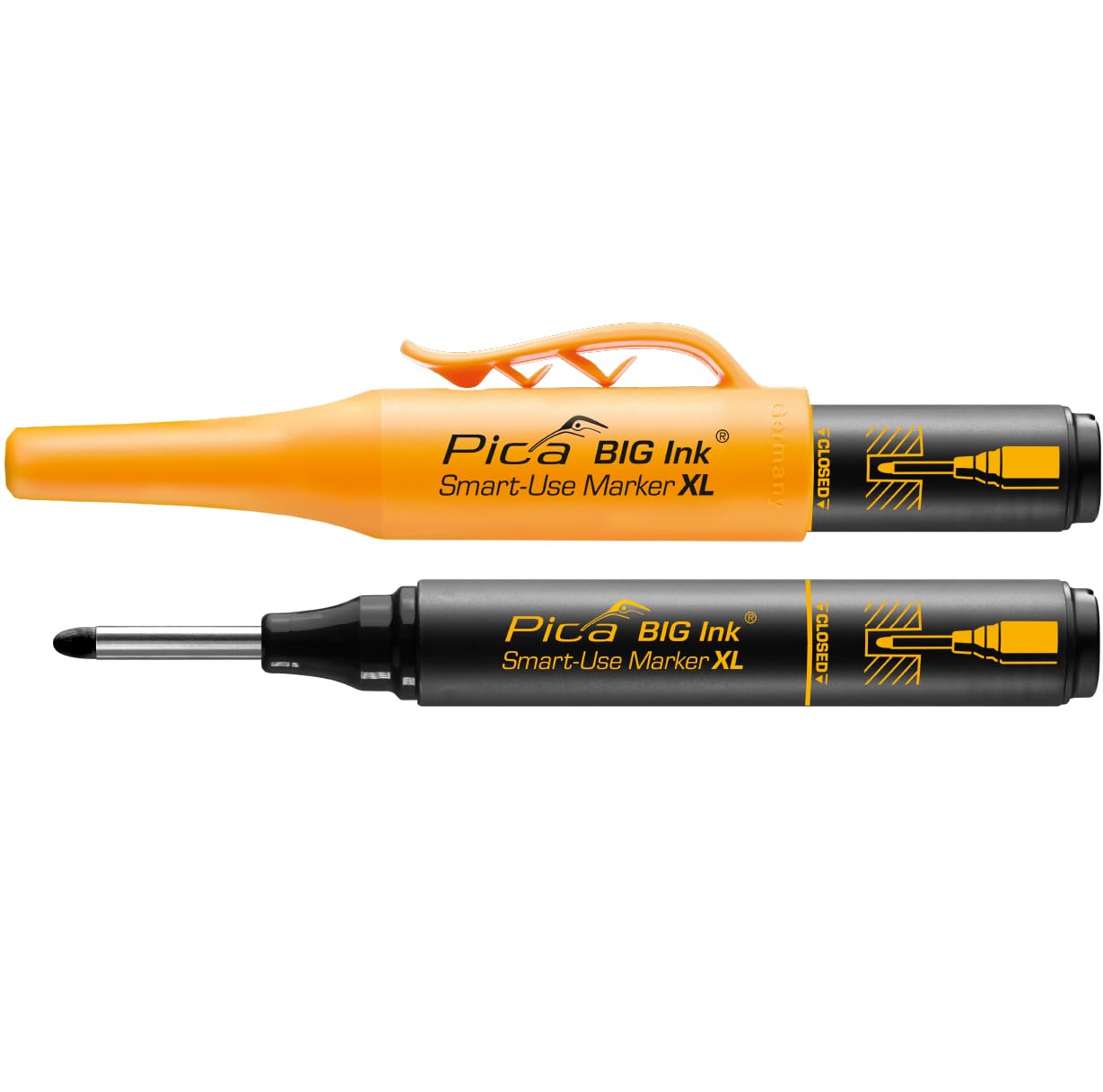 Pica Big Ink Smart-Use Marker XL Black (Strong Markings, Suitable for Smooth and Dry Surfaces, Includes Case Protector) 170/46