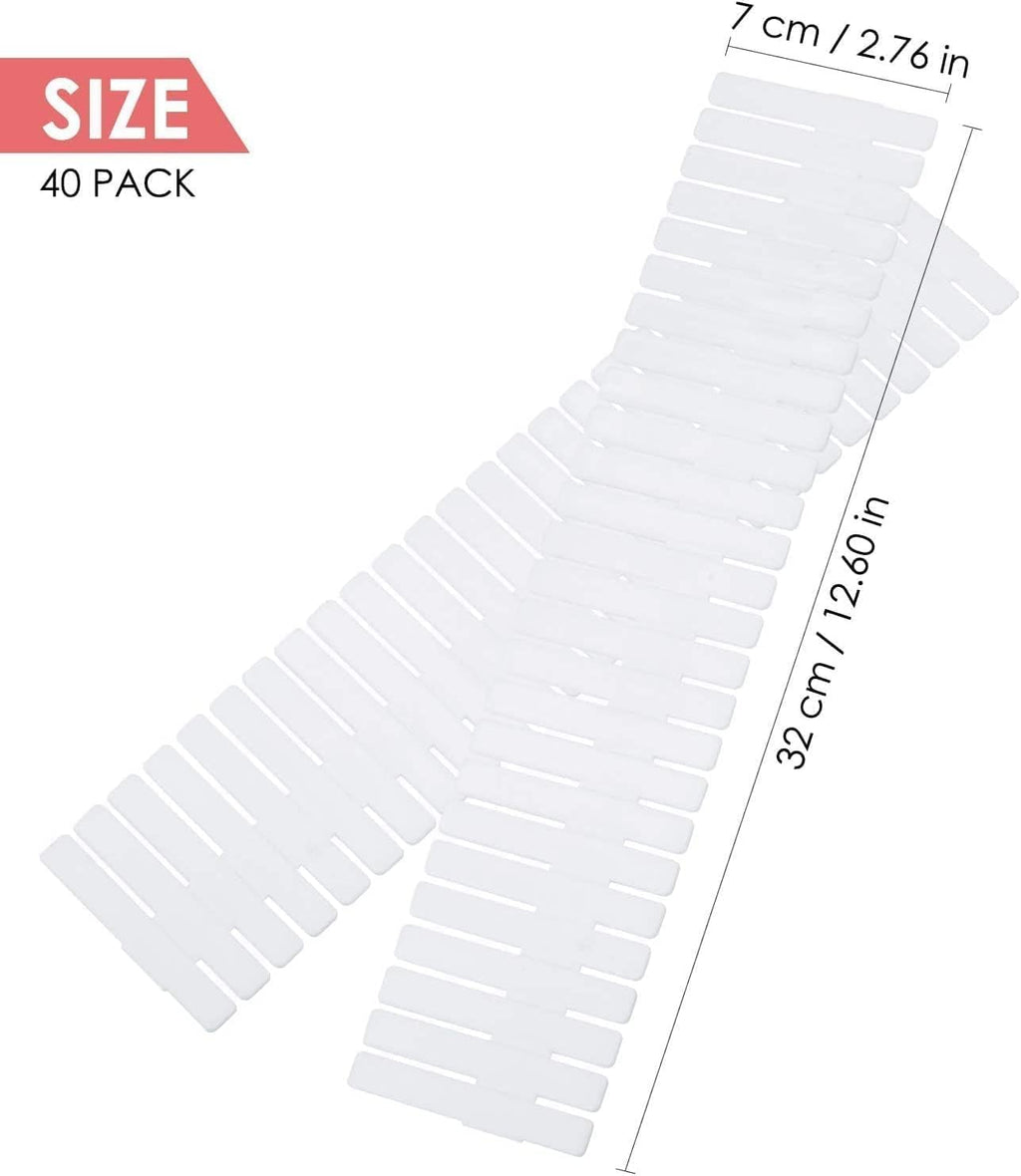 Flytianmy 40Pcs Drawer Dividers, Adjustable Drawer Organizer for Socks, Underwear, Makeup, Kitchen, Bedroom, Dresser White