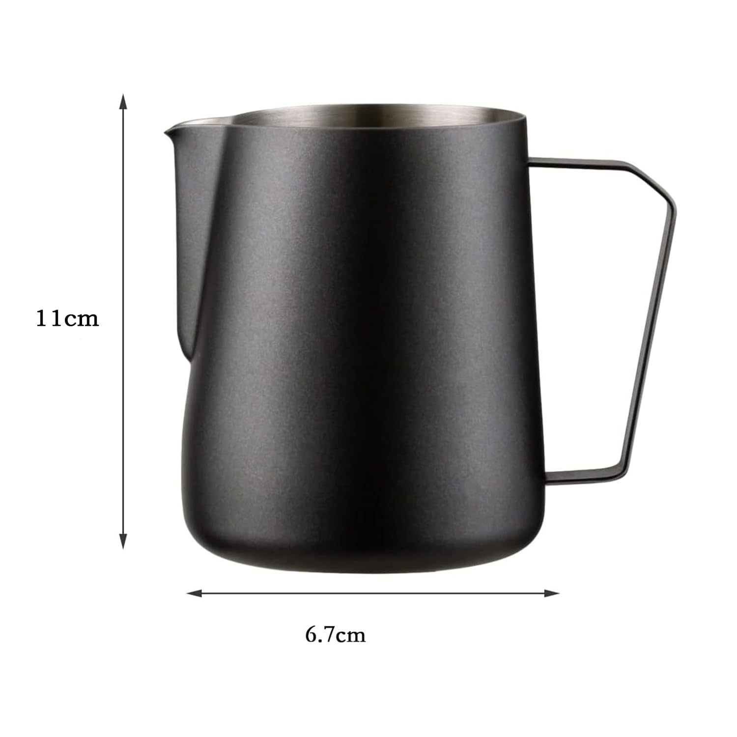 Milk Frothing Pitcher 20oz/600ml, Stainless Steel Espresso Steaming Pitcher Milk Jug, Perfect for Cream, Coffee, Water, Juices, Smoothies Black