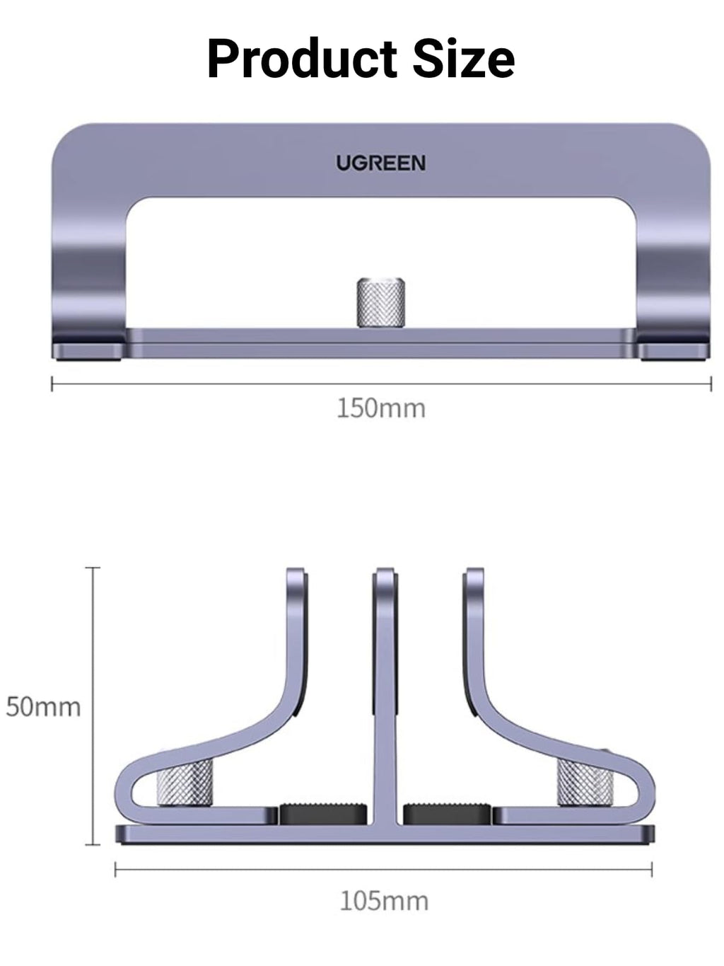 UGREEN Dual Slot Vertical Laptop Stand Holder Mount for Desk, Adjustable Aluminum Stand Compatible with MacBook Pro Air, Ideapad, Surface Book, Chromebook Up to 17.3 Inch