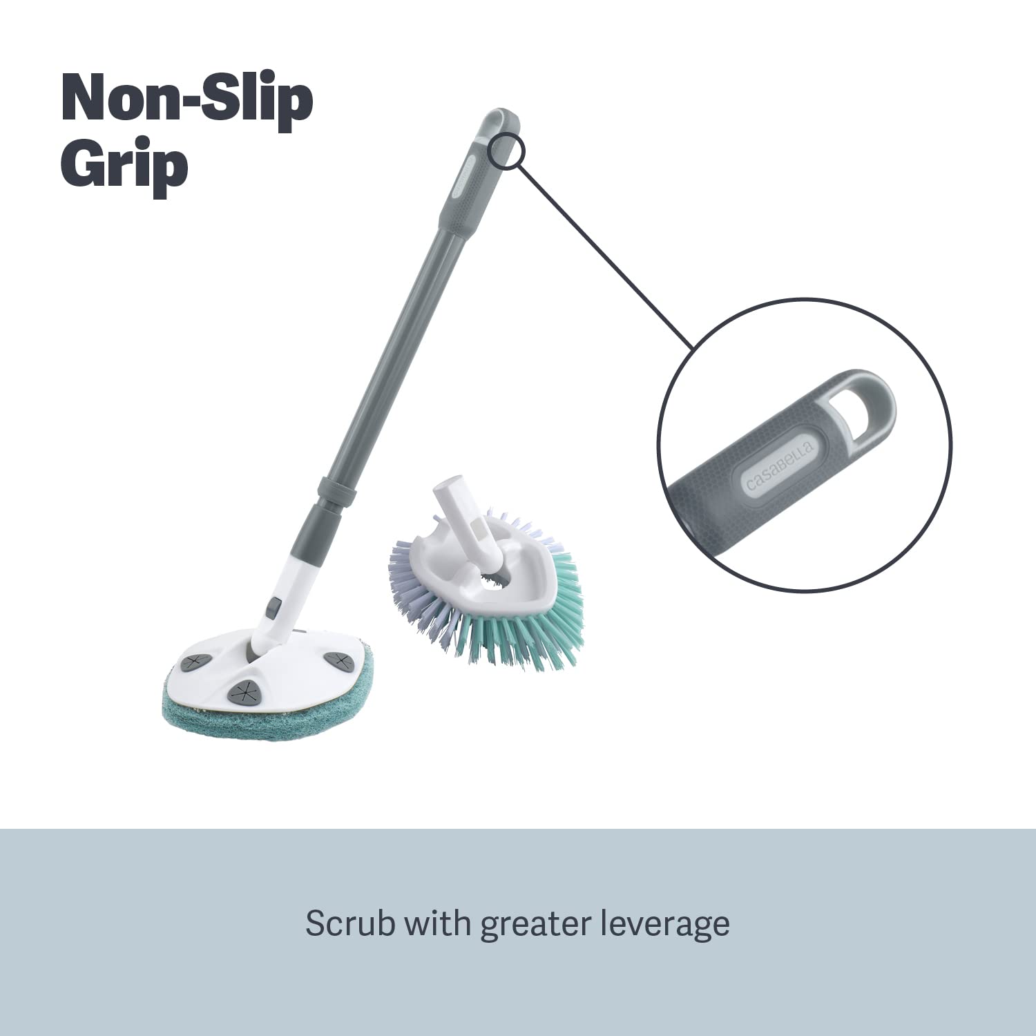 Casabella Tub and Tile Brush with 28" Extendable Handle and Scrubber Pad Refill