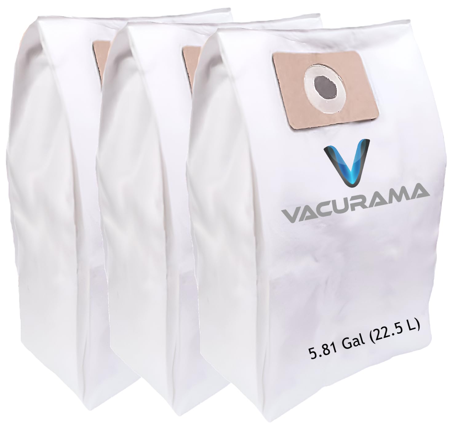 Vacurama Premium Central Vacuum Bags Compatible for OVO 22.5L/5.81 Gal. OVO-700ST-35H, Filtre 186, Nadair, Husky Storm, Eclipse, Equinox, Pro, Titan and Other Central Vac Systems (3 Bags)