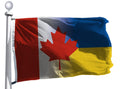 Canada Ukraine Flag 3x5 Ft -Double Sided Print Canadian Ukrainian National Flags Polyester with Two Brass Grommets 3x5 Foot Flag Decorations House Banner