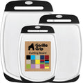 GORILLA GRIP Durable Cutting Board Set of 3, Multiple Sizes, Reversible and Oversized, Easy Grip Handle, Juice Grooves, Dishwasher Safe, Large Kitchen Chopping Boards, Meat, Veggies, Black