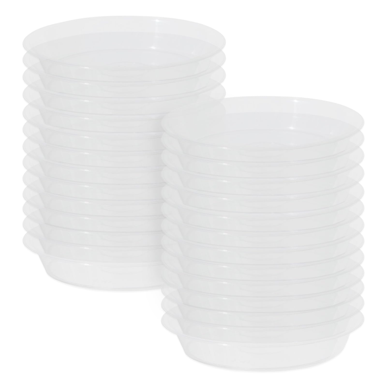 Hyuetrsa 5 Inch Plant Saucer, 50 pcs Clear Plastic Plant Trays, Plant Pot Saucers with No Holes, Round Planter Drip Tray for Indoors and Outdor Garden