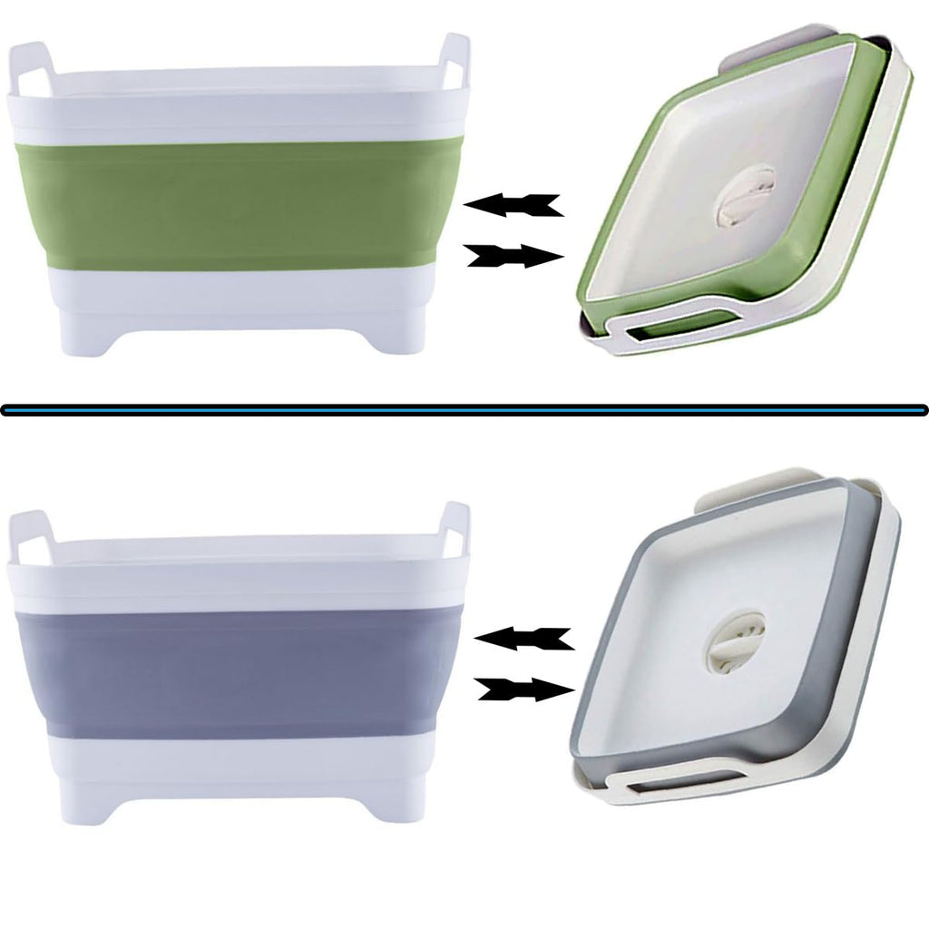 Collapsible Dish Pans 2 Pack Portable Washing Basin Dish Pan with Handle Foldable Strainer Wash and Drain Dish Tub Drainer Over Sink Foldable Dishpan for RV Trailers Camping Dish Washing Tub