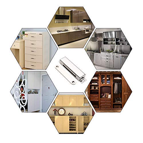 Mousike Magnetic Door Catch，70lb Stainless Steel Cabinet Door Magnets with Strong Magnetic for Kitchen Cupboard Wardrobe Closet Cabinet Door Drawer Latch (3.8"70 lbs(4 Pack))