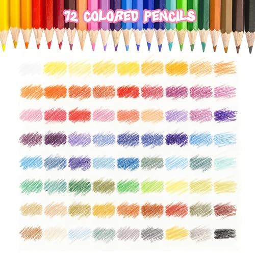 Ugmic 72 Coloring Pencils Set - Coloured Pencils for Adults Professional Colour Mixing Painting and Sketches, Soft Wax-Based Wooden Coloured Pencils Perfect for Students Children Colouring Books