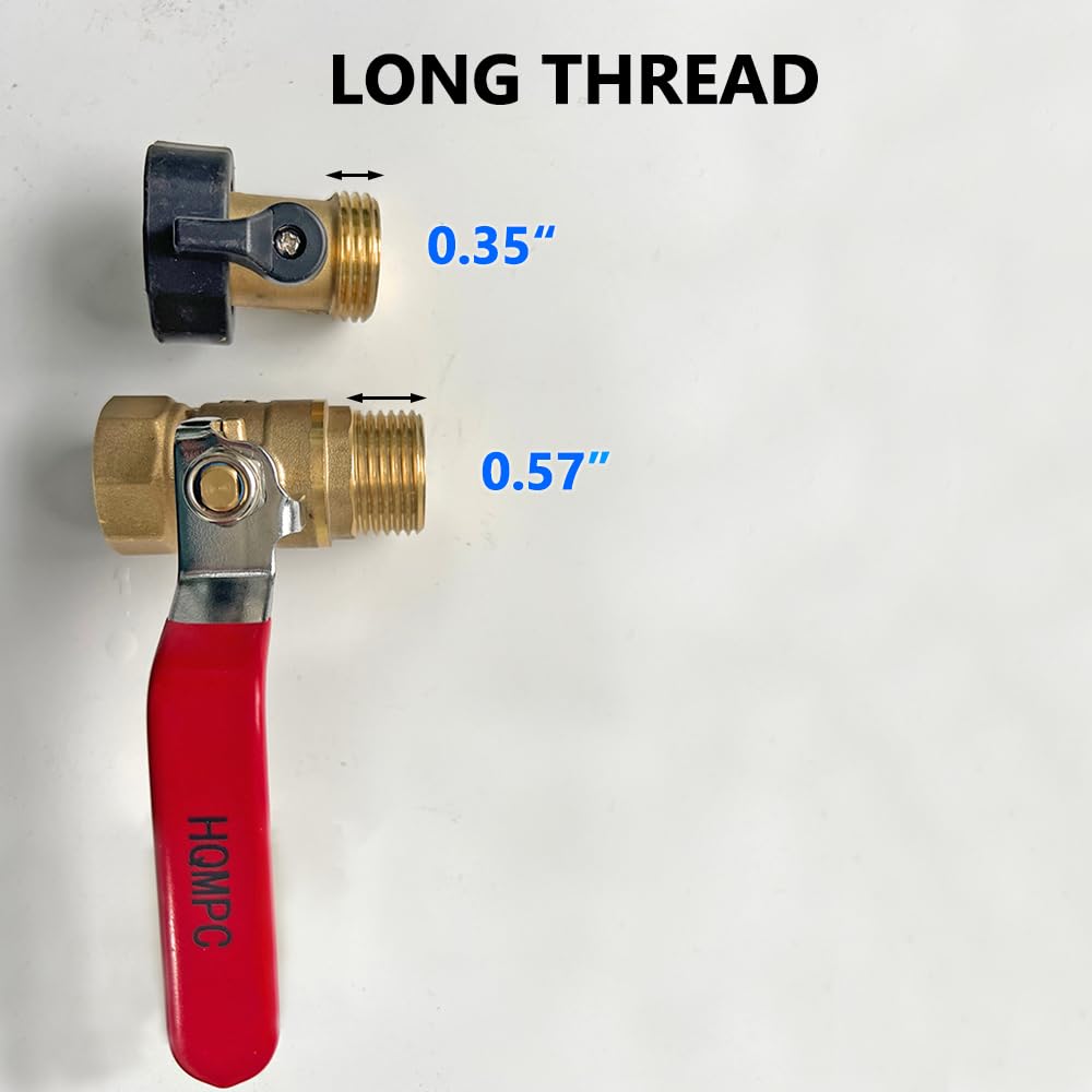 HQMPC Garden Hose Shut Off Valve Ball Valve 3/4" GHT Water Turn Off Heavy Duty Hoses On Off Valve Brass Shut Off Valve Hose Ball Valves 1Pc Long Handle