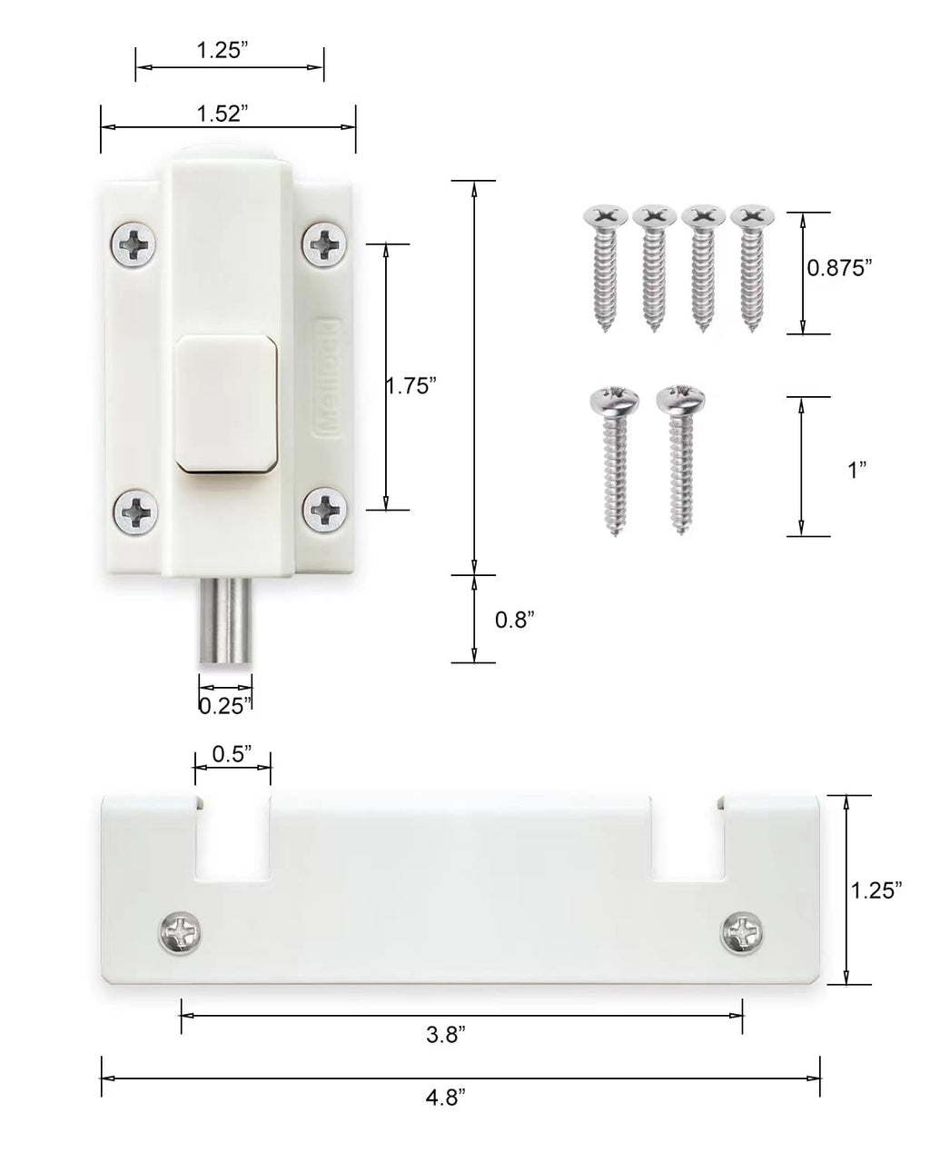 SDGINA Sliding Door Lock for Sliding Glass Door,Security Door Locks for Sliding Patio Doors, (Lock Size 2.5 Inch Length, 1.5 Inch Width)