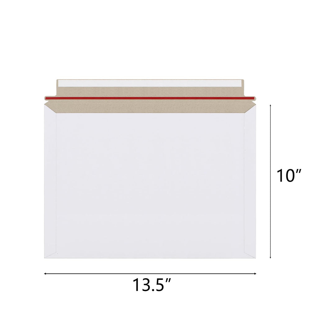 zmybcpack 50 Pack 10x13.5 inch Self Seal Rigid Mailer Photo Document Mailers Stay Flat White Cardboard Envelopes White Photography Mailers for Papers,Photos, Document