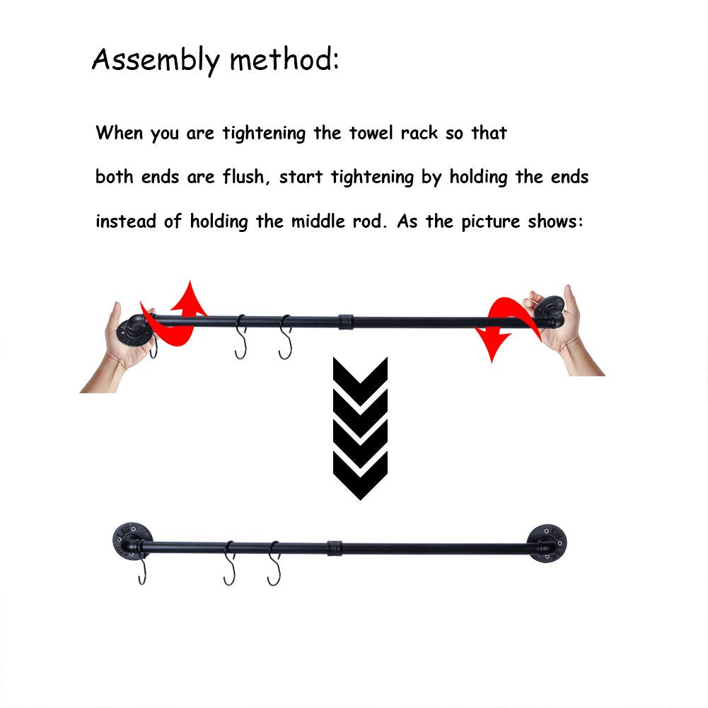 Towel Bar for Bathroom, Black Towel Bar Wall Mounted, Heavy Duty Bath Towel Bars, Rustic Iron Bath Towel Rack Bathroom Hardware, 33.4 inch