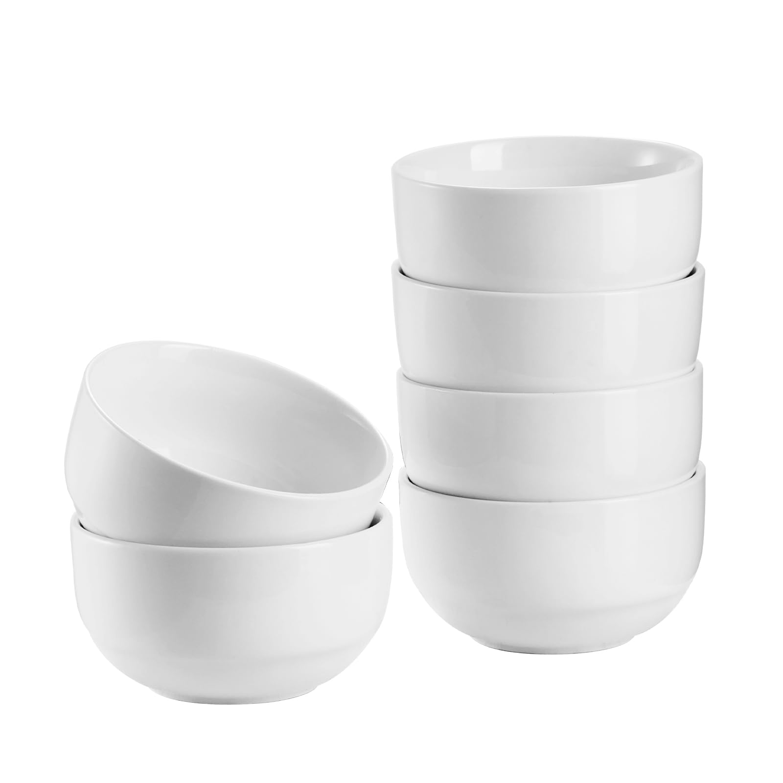 DOWAN 10 OZ Ice Cream Bowls - 4.25" Ceramic Dessert Bowls Set of 6 - Porcelain Small Bowls for Side Dishes, Ice Cream, Oatmeal, Fruit, Portion Control - Dishwasher Microwave Safe