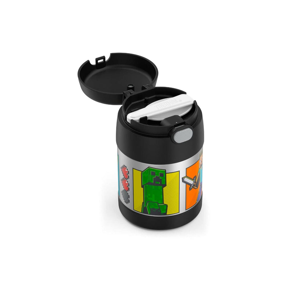 THERMOS FUNTAINER 10 Ounce Stainless Steel Vacuum Insulated Kids Food Jar with Spoon, Minecraft