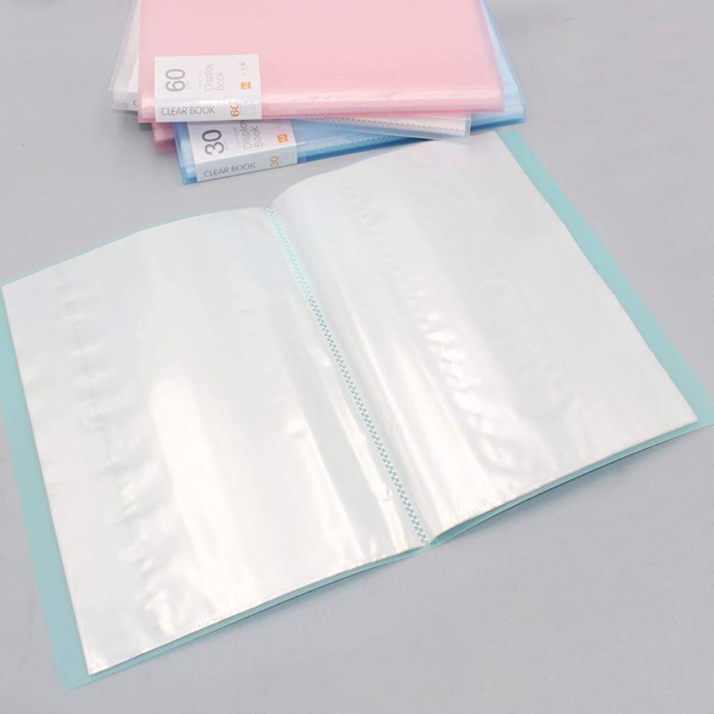 Display Book RUIFUNETEK Presentation Book with Clear Sheet Protectors A4 Binder with Plastic Sleeves 60 Pages Bound Sheet Protectors for Document Artwork and Photo (30 Pockets, 5 Color, 5 Pack)