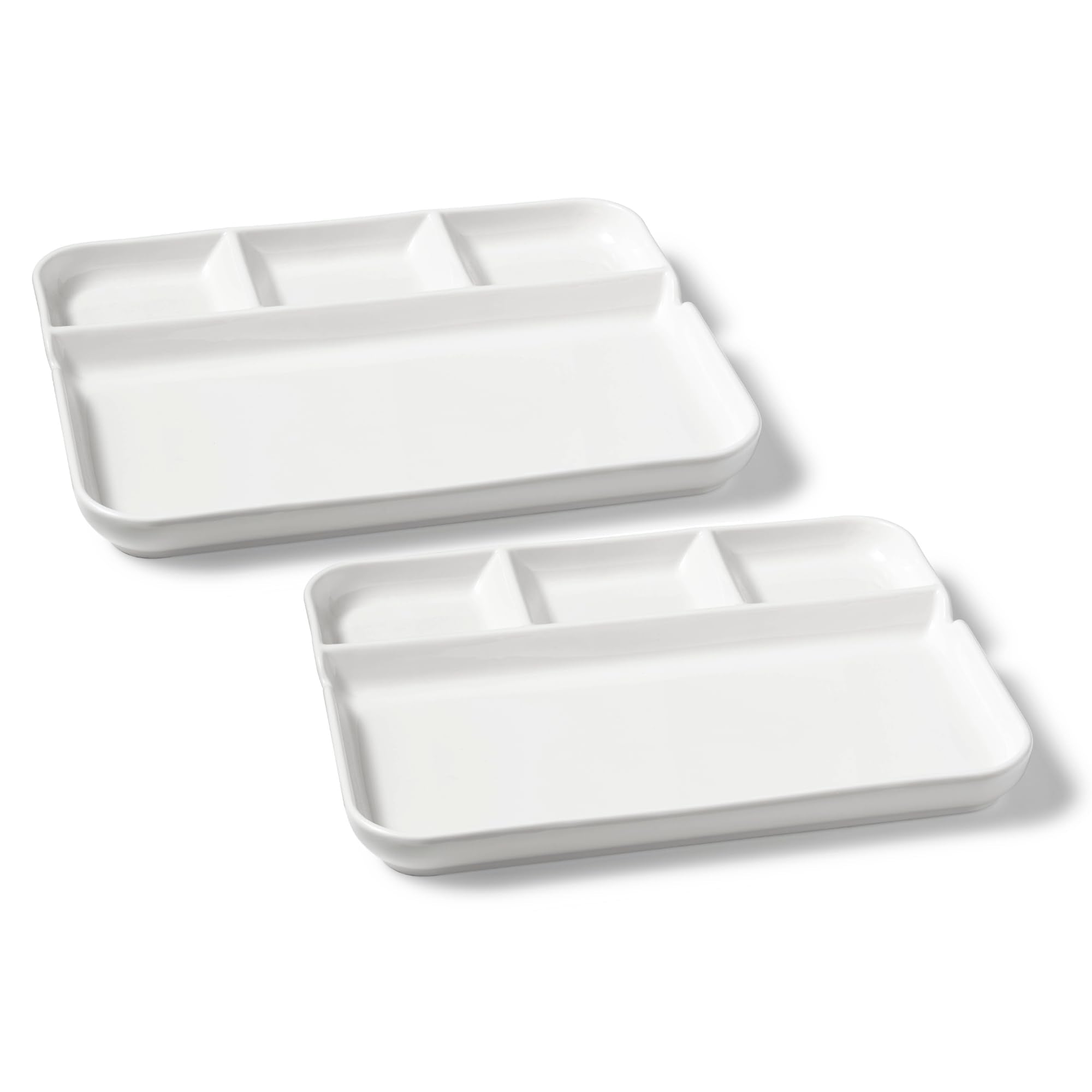 Starfrit Fondue and Appetizer Plates – Set of 2 Large Porcelain Plates – Stackable Dinnerware for Fondue, Sushi & Raclette – Dishwasher Safe - White - 2025 Model