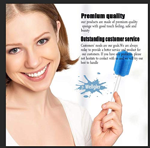 Wellgler's Disposable oral swabs,mouth swabs sponge Dental Swabs Unthreated （100pcs Blue)