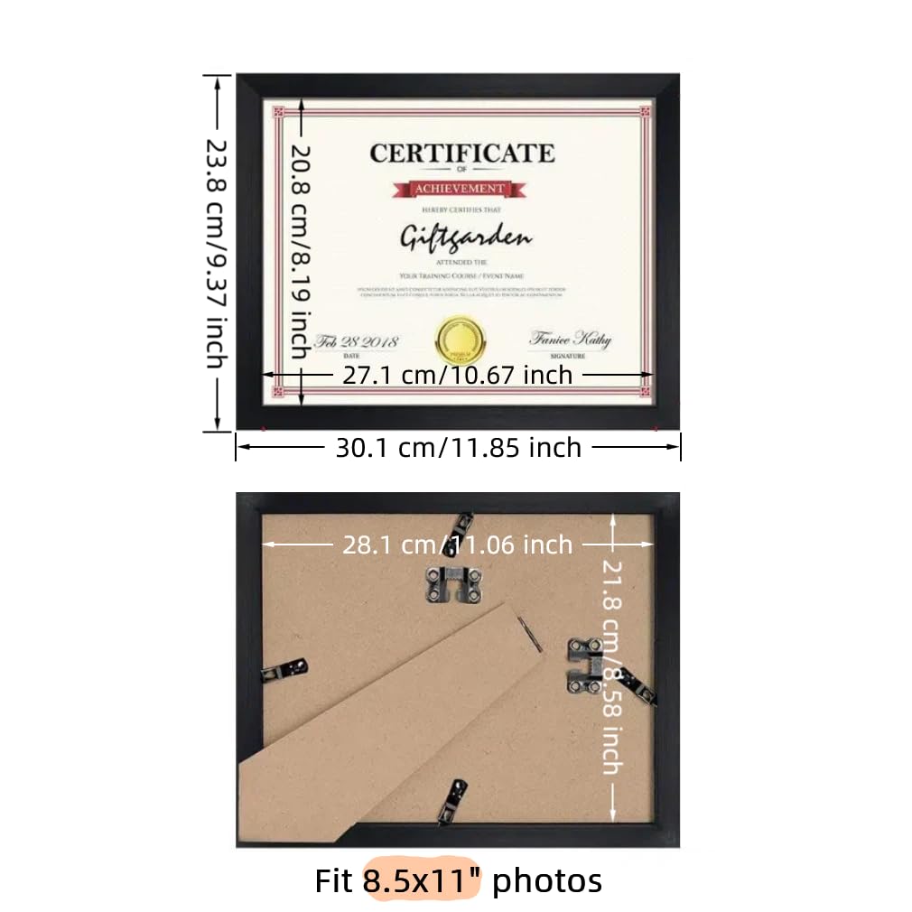 Giftgarden 7 Pack 8.5x11 Picture Frame Black, Award Certificate Diploma Document Bulk 8.5 x 11 Frames for Wall or Tabletop Display