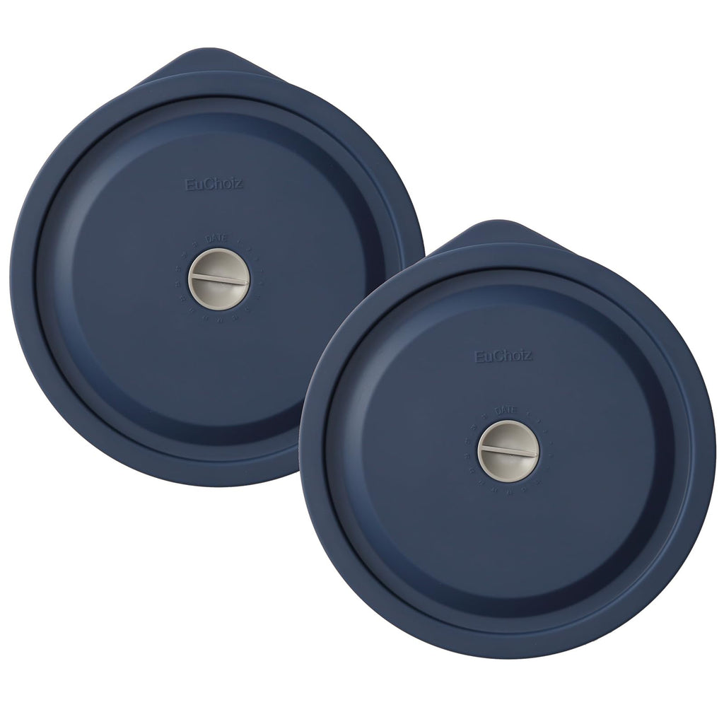 EuChoiz Silicone Storage Cover Lids Replacement for Pyrex 7402-PC 7 Cup and Anchor Hocking Glass Bowls Round Mixing Containers 2 Pack Dark Blue