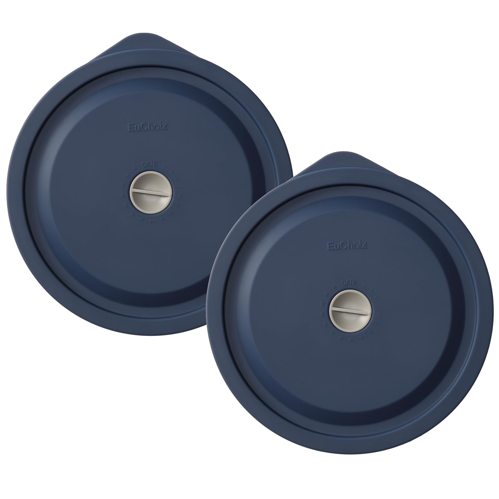 EuChoiz Silicone Storage Cover Lids Replacement for Pyrex 7402-PC 7 Cup and Anchor Hocking Glass Bowls Round Mixing Containers 2 Pack Dark Blue