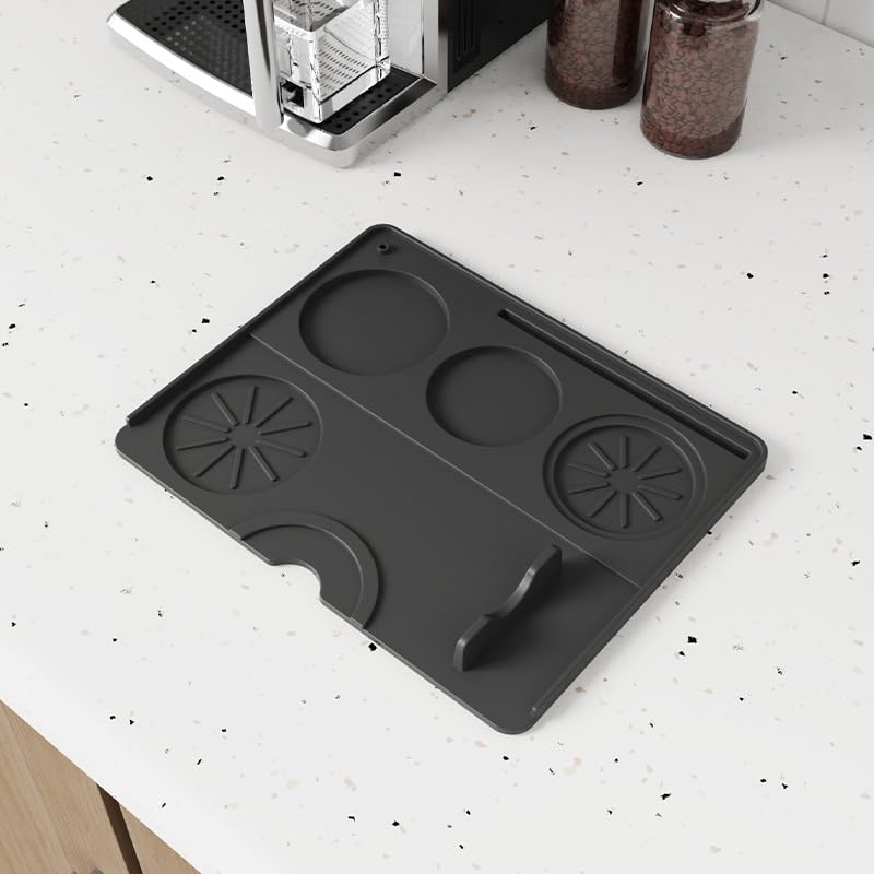 Coffee Mat, Coffee Maker Mat for Kitchen Counter, 40x60cm Silicone Coffee Bar Pad, Anti-Slip, Heat Resistant Pad for Espresso Machines, Dinner Plates, Ice Cream Machines, Espresso Accessory-Black