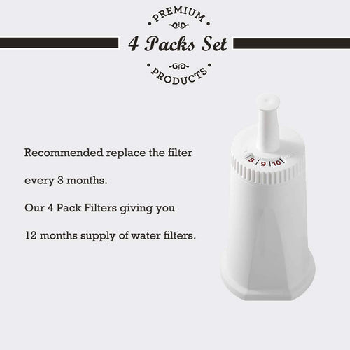 4 Pack Replacement Water Filter Compatible with Breville Sage Claro Swiss For Oracle Barista Bambino Espresso Coffee Machine Part #BES008WHT0NUC1